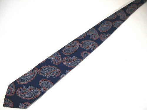 Croft & Barrow Mens Necktie Tie Blue Red Paisley 59" - Picture 2 of 4