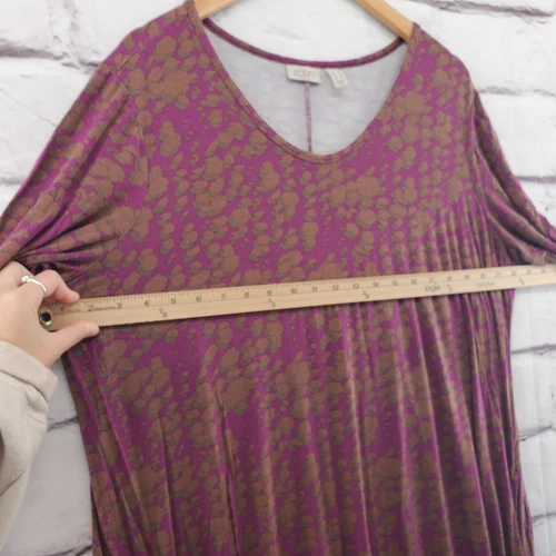 LOGO LORI GOLDSTEIN Midi Dress Womens 1X Geometric Long Sleeve Pullover