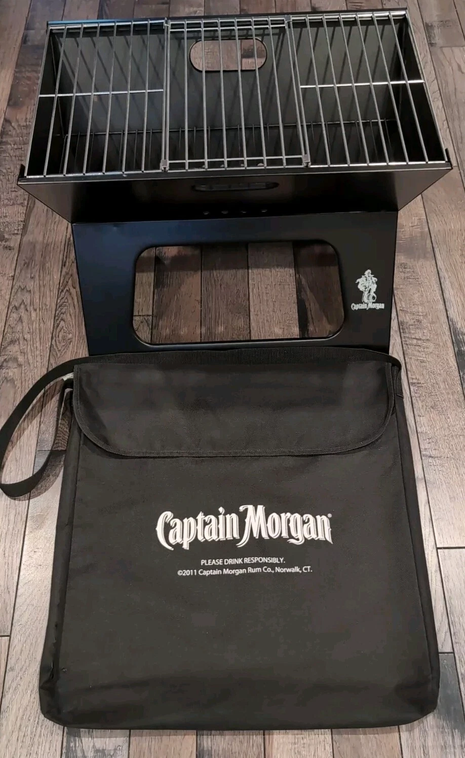 CAPTAIN MORGAN Portable Charcoal BBQ Grill X-Grill Stainless Steel Foldable BAG