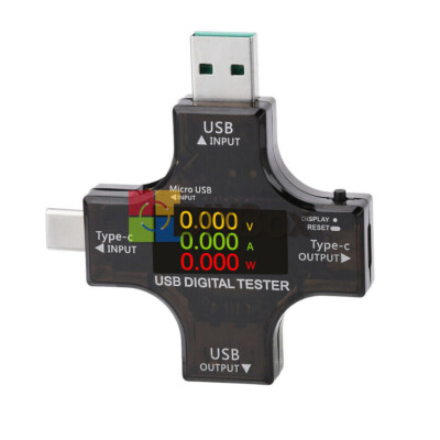 USB C vermogenstester 2 in 1 voltmeter ampèremeter kleurendisplay DC4-30V