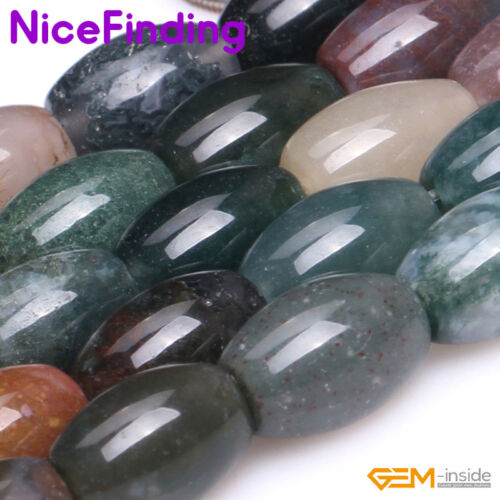 Cuentas sueltas de piedras preciosas de olivario de ágata india natural para hacer joyas 15" - Imagen 4 de 18