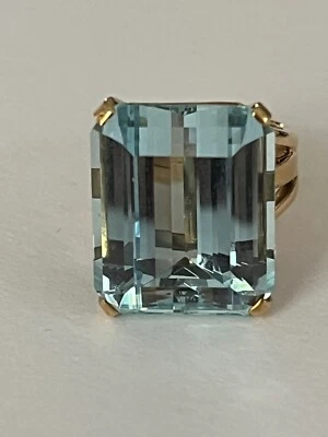 6544- Bague Or Jaune Aigue-Marine 18,50 ct - Photo 1/4