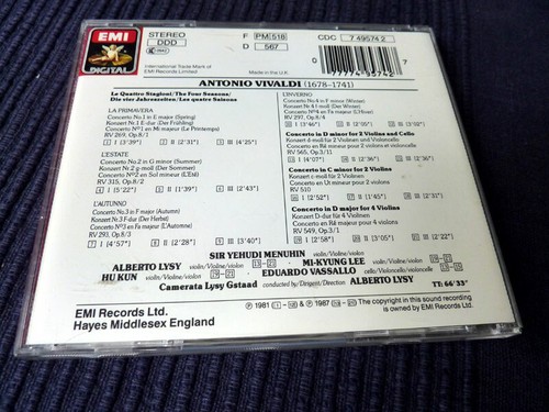 CD Yehudi Menuhin Vier Jahreszeiten Four Seasons Alberto Lysy MiKyung Lee EMI UK - Picture 3 of 3