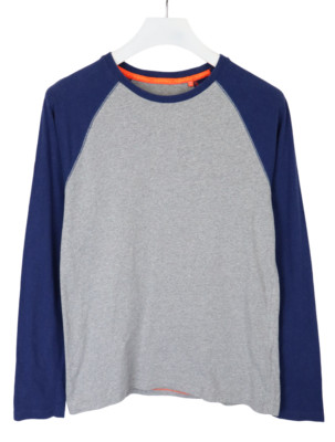 Superdry T-Shirt Herren M Grau Meliert Rundhals Langärmelig