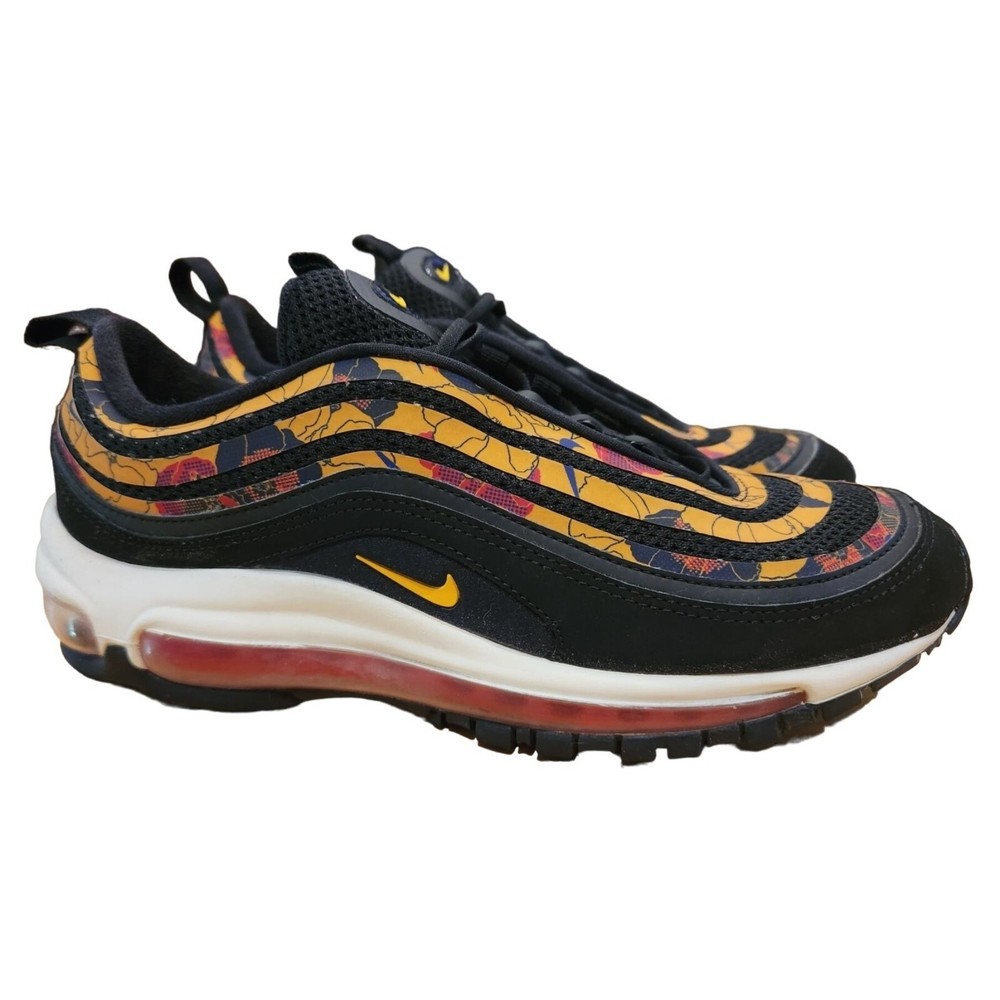 Nike Air Max 97 SE Black Gold Floral Women's Shoes Size 8.5 EUC