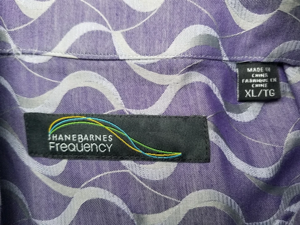 Camisa manga larga JHANE BARNES 3D FRACTAL púrpura gris ondas para hombre XL USADA EN EXCELENTE ESTADO Foto 3 de 4