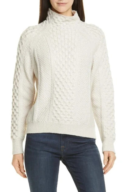 Vince - VINCE カシミヤ100% ニット クルーネック　オフホワイト 🤍 VINCE Off-White Mixed Cable Knit Wool Cashmere Blend Mock