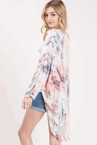 Cárdigan de kimono con impresión múltiple frontal abierto - Imagen 5 de 6