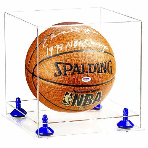 Estuches de exhibición de baloncesto de acrílico transparente con elevadores azules y base transparente (A001) - Imagen 1 de 1