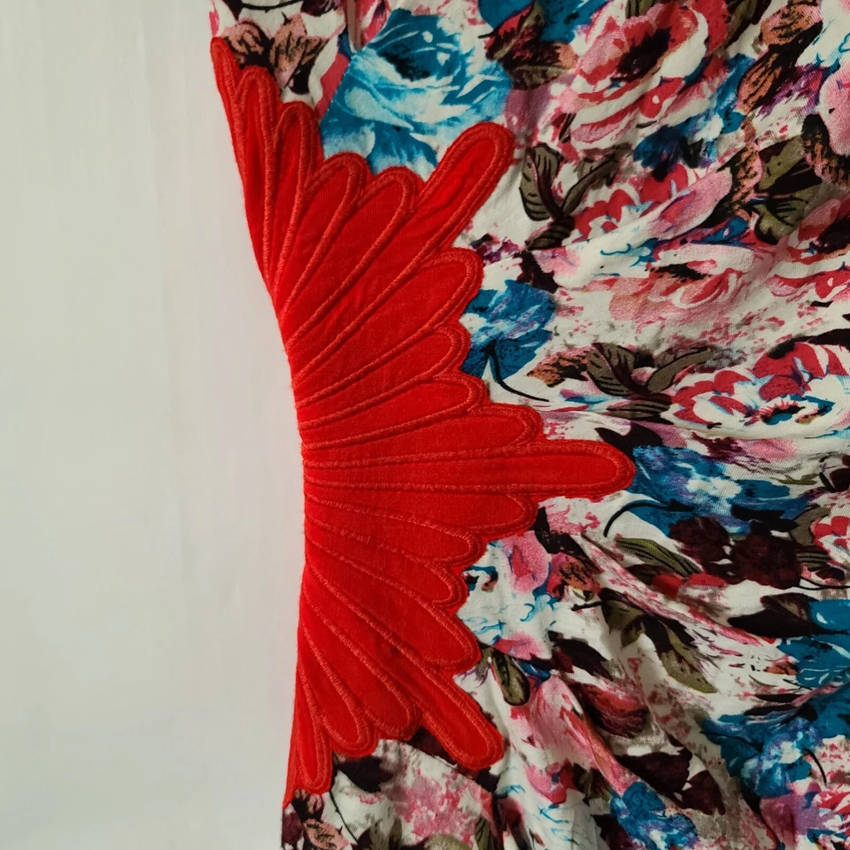 Vestido tejido estampado floral Ark & Co manga gorra talla S hasta la rodilla multicolor cremallera lateral Foto 4 de 4