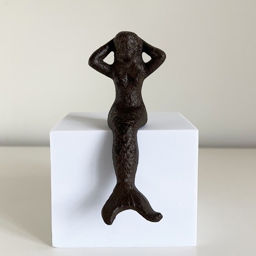 Mermaid Ornament Figurine Cast Iron Statue Home Decor Garden Outdoor Bathroom - Picture 4 of 5