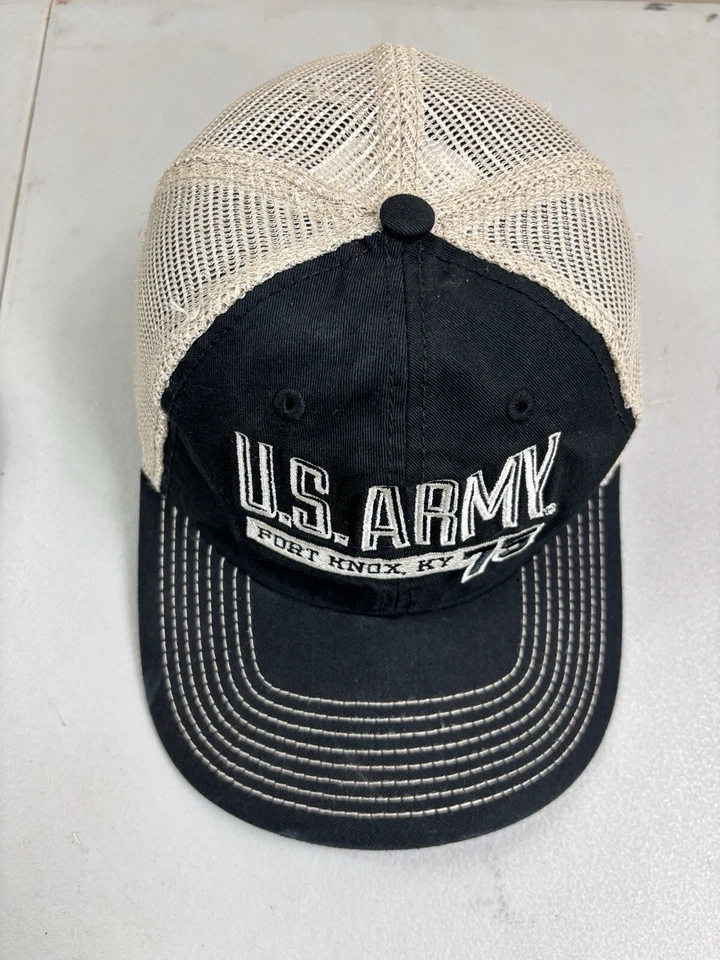 US Army Fort Knox, KY Sombrero Snap-back Gorra de Béisbol Malla Trasera El Juego Negro Foto 3 de 4