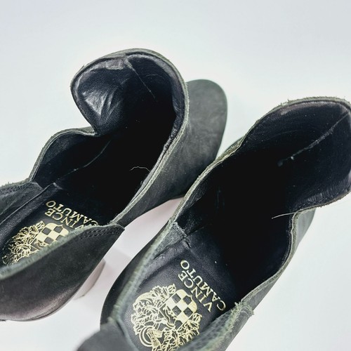 Vince Camuto Federa Ankle Booties 7.5 M Black Nubuck Leather Slip On Block Heel - Picture 10 of 13