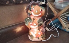 Vintage Pumpkin Jack O Lantern Light Up Halloween Ceramic Figure 10"