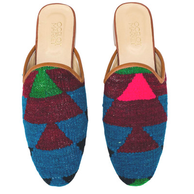 Men's Turkish Kilim Mule - Blue, Maroon, Pink, Green 14 US/47 EU