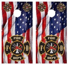 Fire Fighters American Flag Cornhole Board Wraps w/FREE LAMINATION 1174