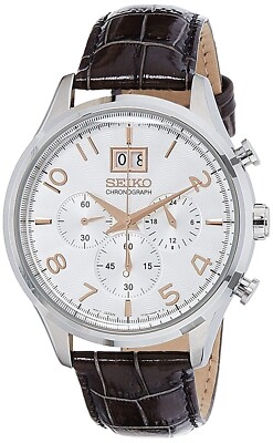 Seiko Chronograph Leather Strap Men's Watch SPC087P1