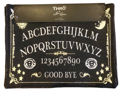 Halloween Ouija Board Cloth Placemats Thro Marlo Lorenz Black White Set of 4 - Picture 5 of 12