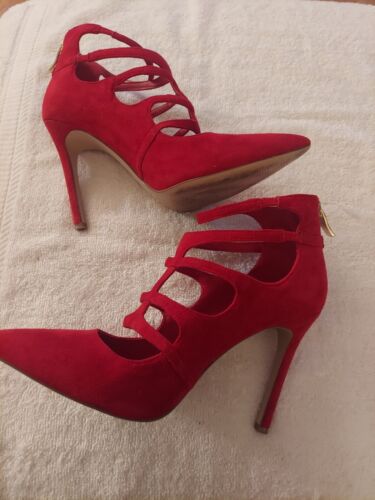 BCBGeneration Red Suede Leather Strappy Stiletto P