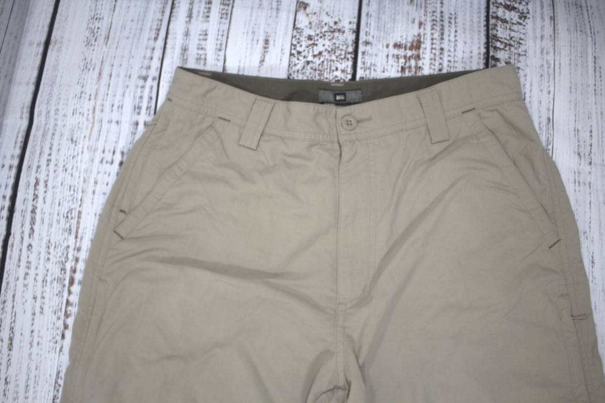 REI 32 X 31 MEN'S NYLON PANTS IN STONE WITH ZIP POCKETS