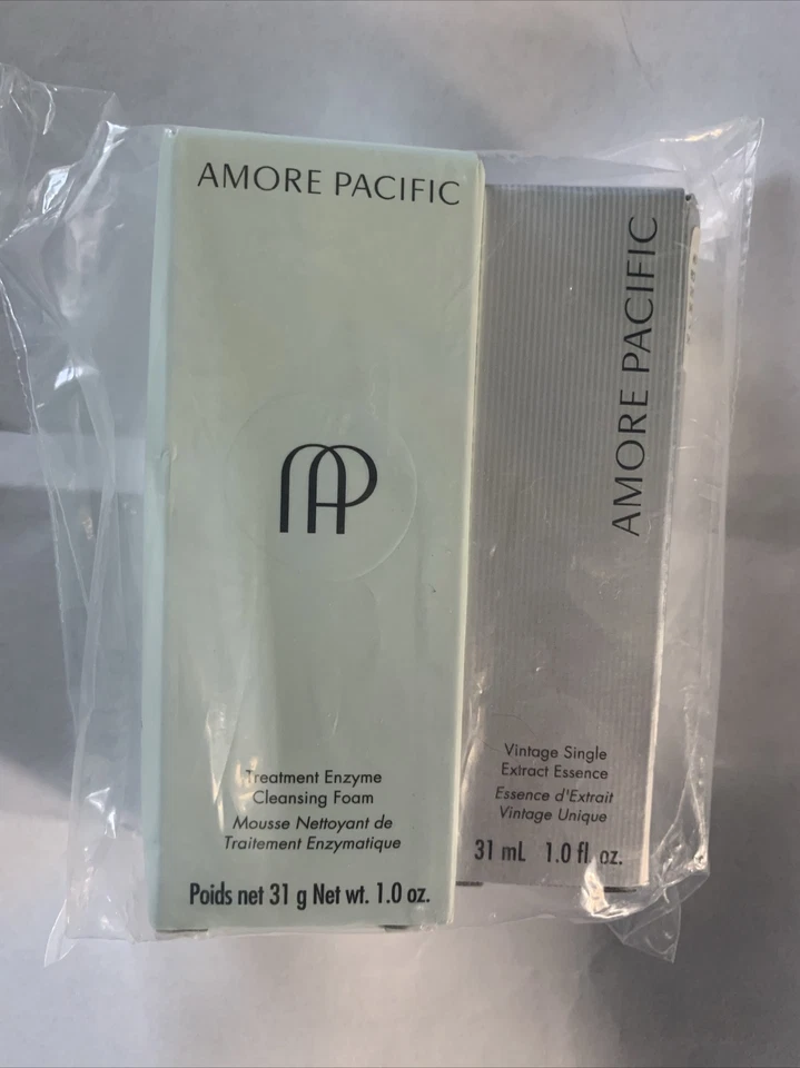 2 pc AMORE PACIFIC VINTAGE EXTRACT ESSENCE & ENZYME CLEANSING FOAM 1.0 fl oz NIB - Image 2 of 4
