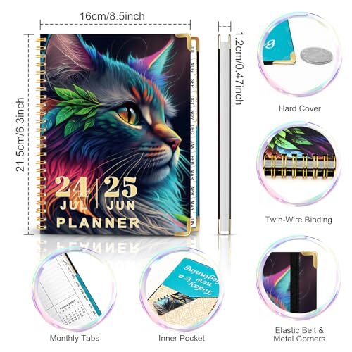 2024-2025 Weekly Planner Spiral Bound- Monthly Planner from July 2024 ...