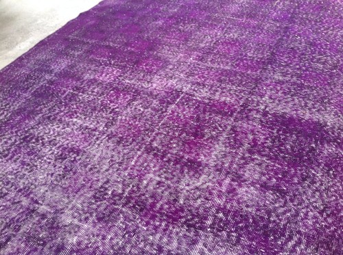 10'10" x 7'7" Vintage OUSHAK purple color reform Overdyed rug carpet teppich - Picture 4 of 7