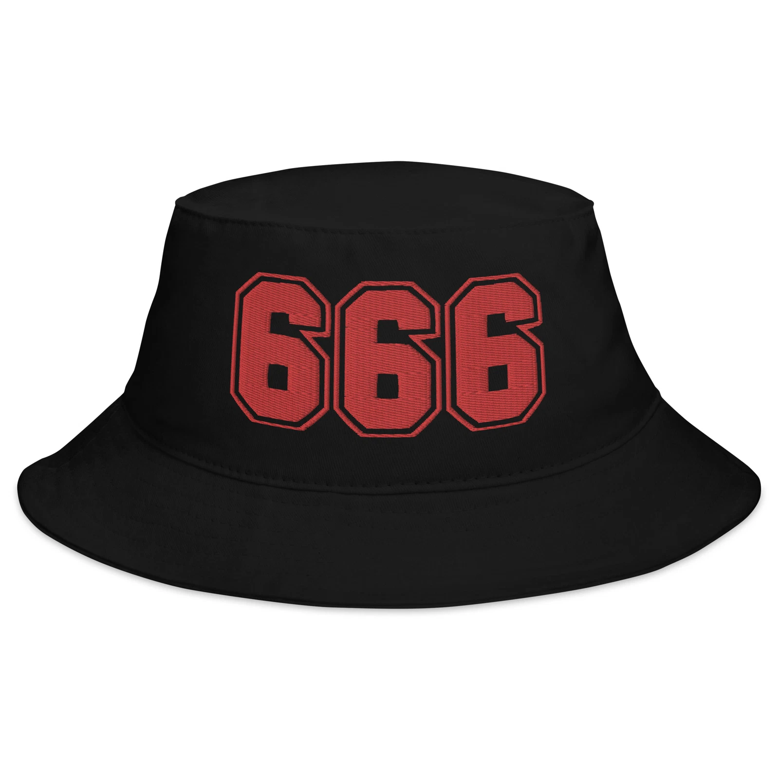 Red 666 The Number of the Beast Evil Embroidered Bucket Hat