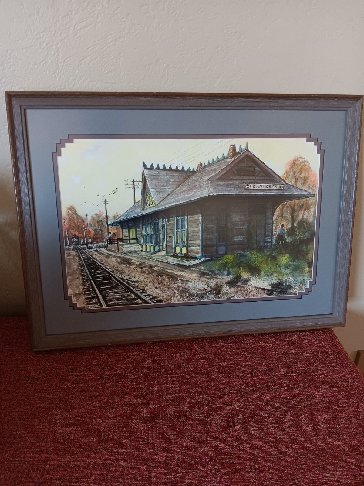 Vintage Framed Carlsbad, Ca Train Depot Print eNotary