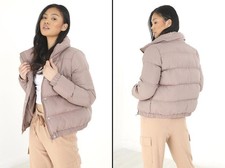 Faux Leather Button-down Padded Jacket