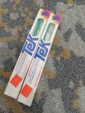 Lot Of 2 Vintage Tek Toothbrushes Sealed 1985 Playtex Adult medium deluxe Teal