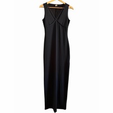 Vintage Formula X Dress Size M Black Sleeveless Maxi Bodycon Criss Cross V-Neck