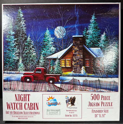 SunsOut ''NIGHT WATCH CABIN'' 500 Piece Puzzle