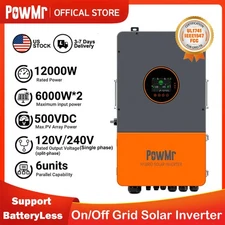 UL 12KW 48V Hybrid Solar Inverter On/Off Grid 110V/220V Split-Phase Controller