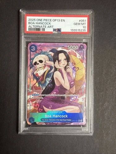 One Piece Boa Hancock OP13-051 PSA 10 GEM MINT Parallel Alt Art One Piece Card