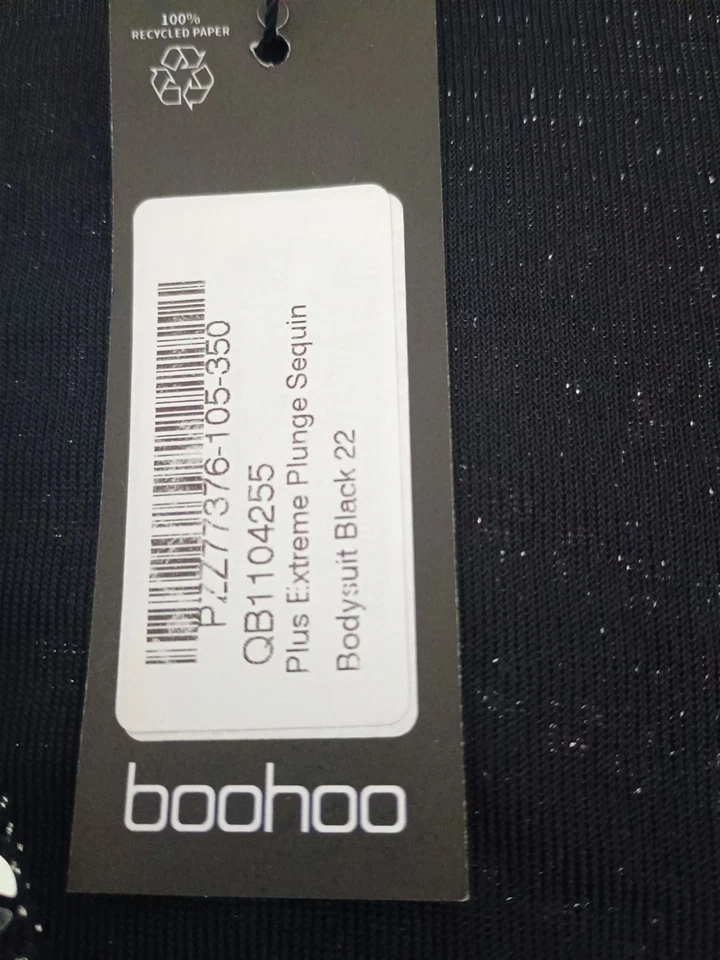 Body para mujer Boohoo Plus Extreme lentejuelas negro Reino Unido 22 nuevo con etiquetas EE. UU. 18 Foto 4 de 4