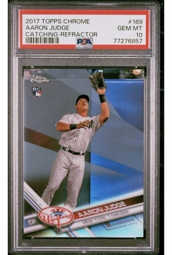 2017 Topps Chrome - Aaron Judge #169 Catching Refractor🔥RC🔥PSA 10!