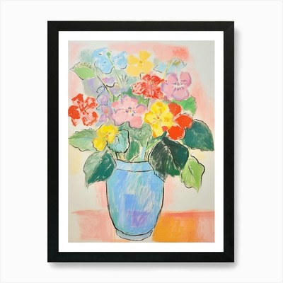 Blumengemälde Fauvist Stil Lanta gerahmt Wandbild Poster Leinwanddruck Bild