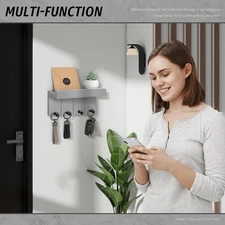 Small Key Holder Wall Mount - Decorative 8 inch Key and Mail Holder for Black S