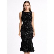 Mac Duggal sequined fit-and-flare midi dress (Style 5597) cocktail, formal sz 2