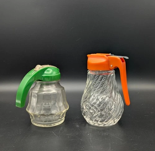 Lot of 2 Vintage Glass Syrup. Federal Glass and Unbranded.