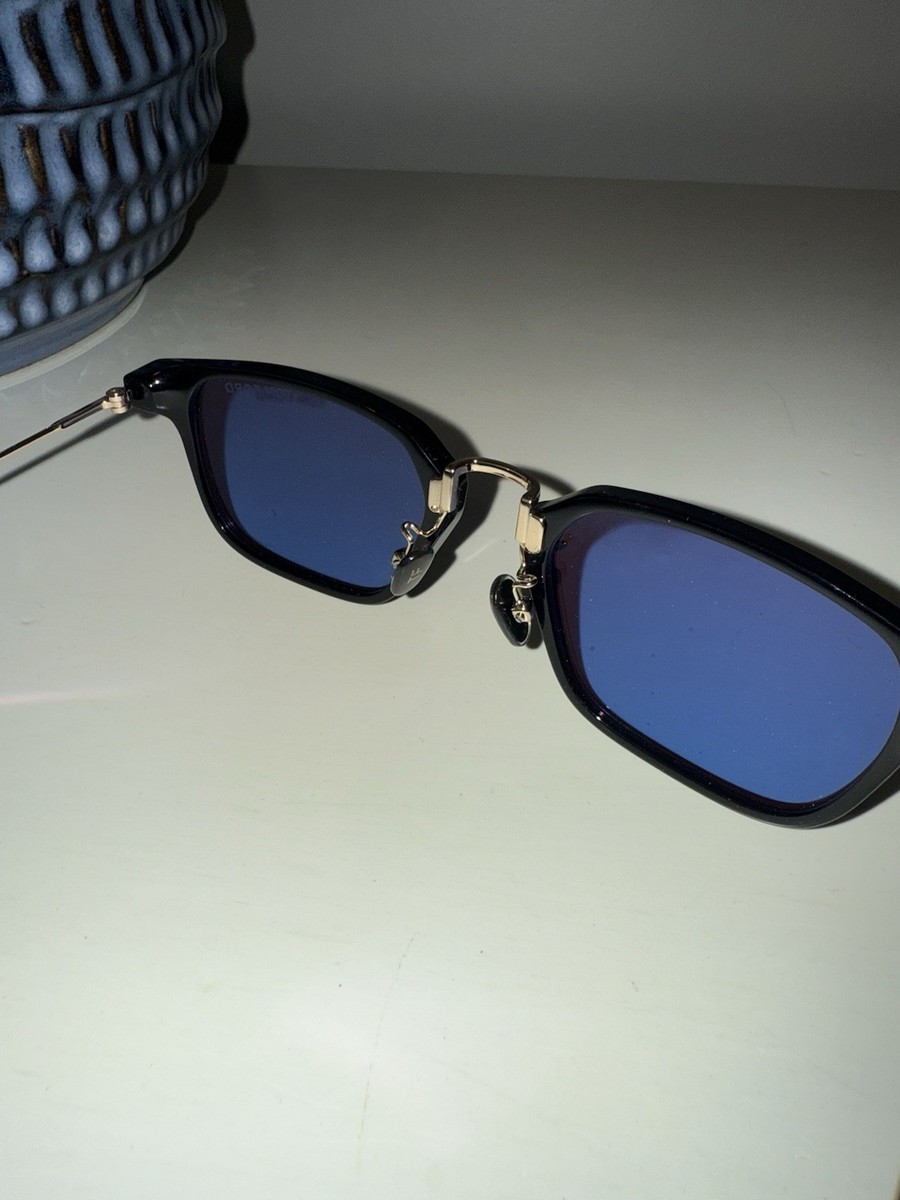Tom Ford TF 1042-D Square Sunglasses Black Frame Blue Tinted