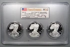 Set of 3 2019-W Silver American Eagles PCGS PR70DCAM FS FDOI Edmund Moy Signed