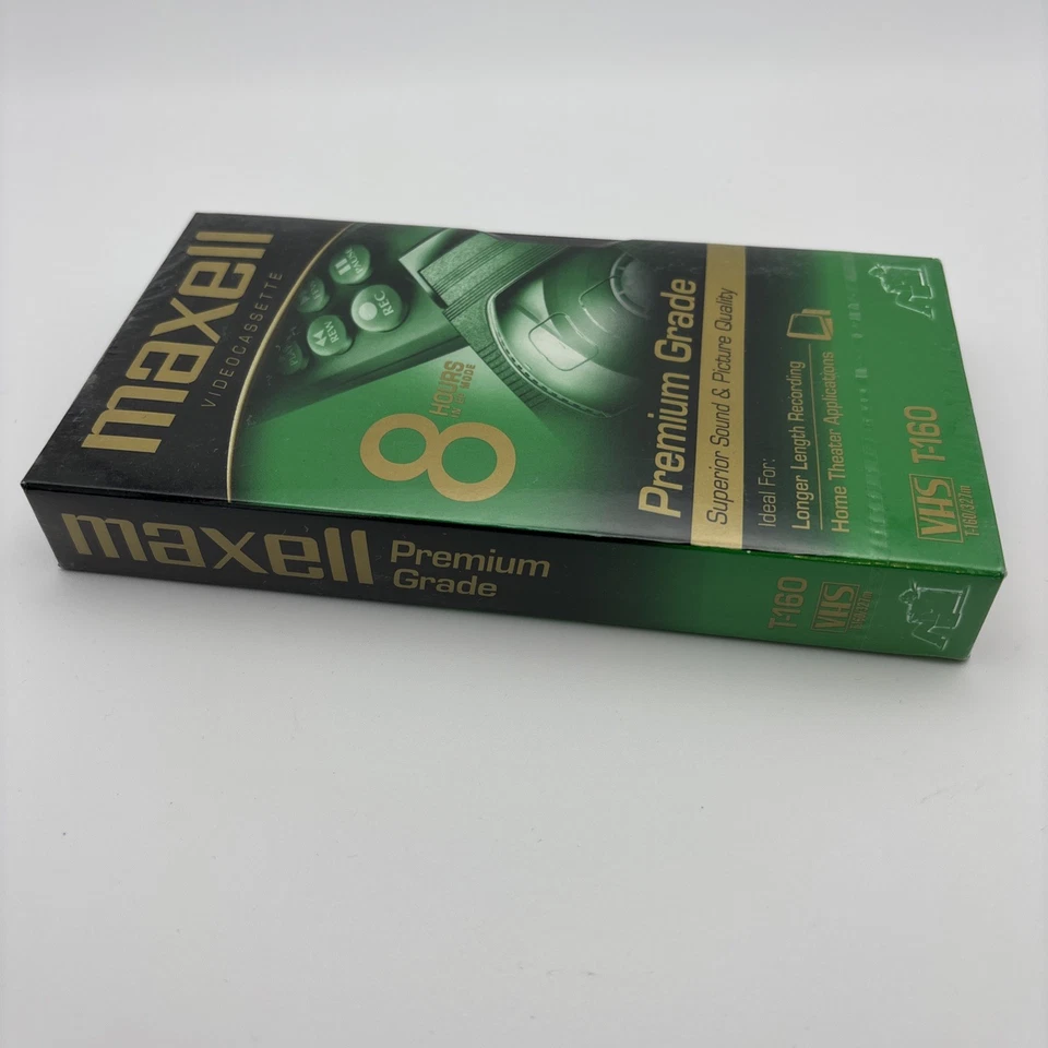Maxell VHS T-160 Grado Premium Sonido Superior y Imagen Sellados de Fábrica 8 Horas ✅ Nuevo de Lote Antiguo Foto 2 de 4