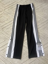 ADIDAS NEW Black/White Stripe TEARAWAY Snap Closure ADIBREAK Pants UK 8 US 4