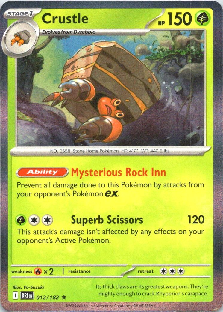 CRUSTLE 012/182 RARE DESTINED RIVALS POKEMON HOLO NM/M