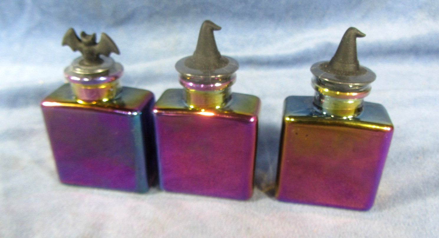 Lot of 3 Potion Glass Bottles  Witches Brew,  Vampire Venom