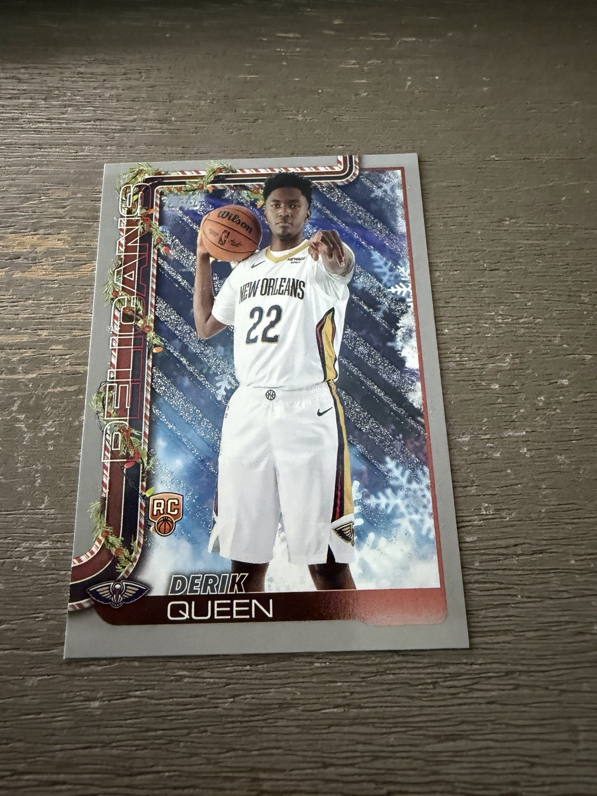 2025-26 Topps Holiday Silver Glitter Derik Queen (RC) #H173 Pelicans