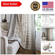 Versatile Boho Window Curtains 2 Panels with Light-Filtering Design - 63x59"