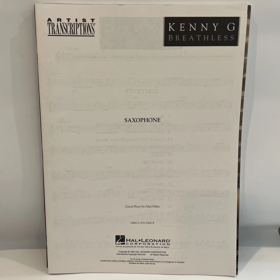 Kenny G Breathless, Artist Transcriptions, Saxophone - Image 3 of 3